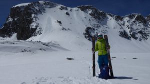 Celebrating the fresh powder tracks on a 48 degree North Face